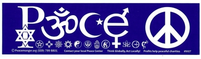 PEACE IN SYMBOLS BUMPER STICKER