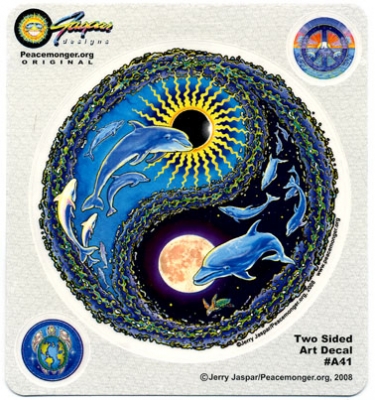 DOLPHIN FLIGHT YIN YANG SUN MOON STICKER