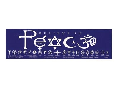 BELIEVE IN PEACE IN SYMBOLS STICKER