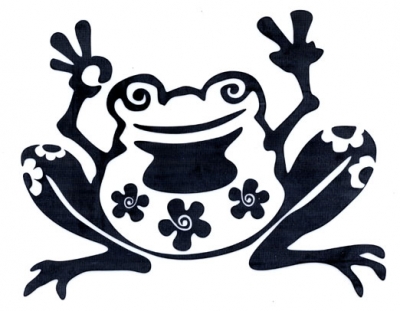 FLOWER FROG CUTOUT ROB ON STICKER
