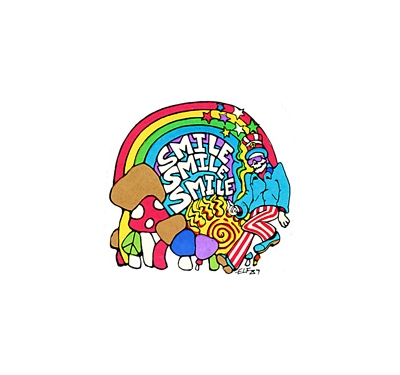 SMILE SMILE SMILE RAINBOW & SHROOMS STICKER