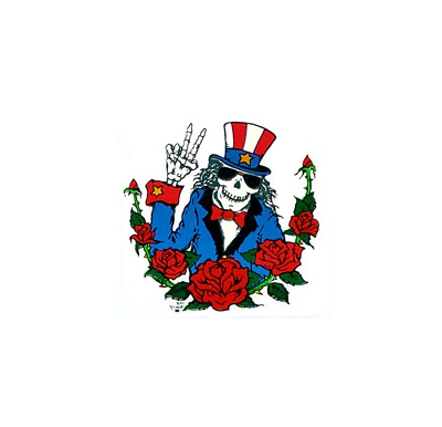 UNCLE SAM TOP HAT SKELETON PEACE SIGN STICKER