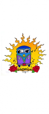 PEACE VW MICROBUS IN SUN STICKER