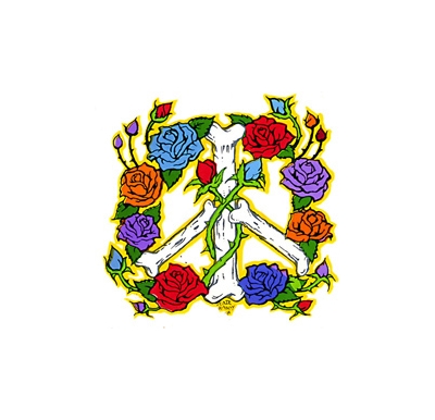 PEACE BONES & ROSES STICKER