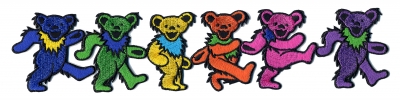 GRATEFUL DEAD 6 RAINBOW DANCING BEARS IN LINE PATCH