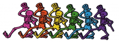 GRATEFUL DEAD XL RAINBOW SKELETONS IN LINE PATCH