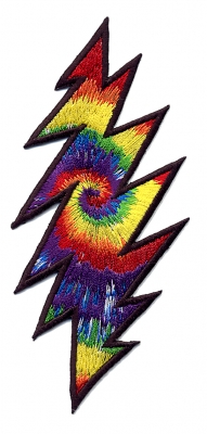 GRATEFUL DEAD SMALL RAINBOW TYE DYE LIGHTNING BOLT PATCH