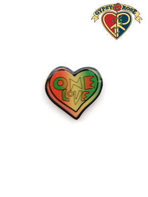One Love Rasta Heart Pin