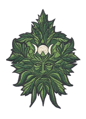 GREEN MAN HAND EMBROIDERED PATCH