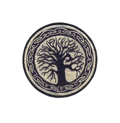 TREE WITH CELTIC TRIM HAND EMBROIDERED PATCH