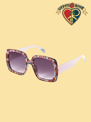 Floral Tips On Bold Frame Sunglasses