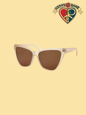Cat Eye Colored Mirrored Lens Sunglasses