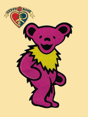 PINK GLITTER GD BEAR STICKER
