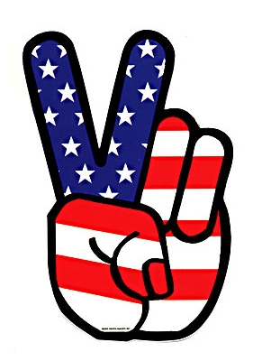 PEACE FINGERS FLAG STICKER
