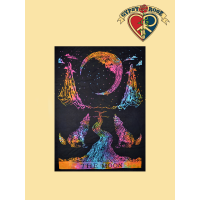 Tye Dye Wolf And Moon Twin Tapestry
