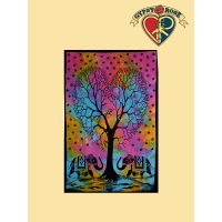 Tye Dye Heart Tree with  Elephants Twin Tapestry