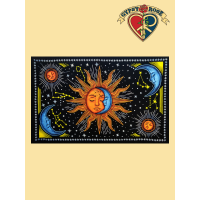 Sun Moon Hand Brush Twin Tapestry