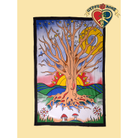 Twin Size Tree With Rising Sun Tapestry - Bedspread