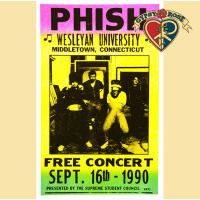 PHISH 1990 WESLEYAN UNIVERSITY FREE CONCERT CONCERT POSTER