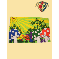 Sunny Delight Mushrooms and Leaves Flag