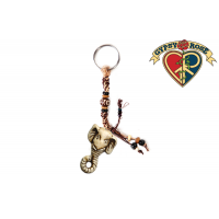 ELEPHANT HEAD CARVED BONE KEYCHAIN