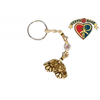 Beetle Bug Car Carved Bone and Hemp Keychain
