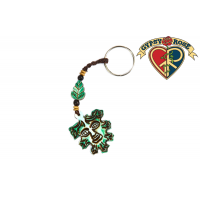 Green Man Carved Bone Keychain