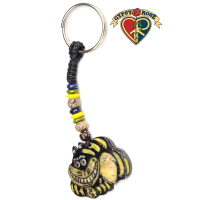 Cheshire Cat Colored Bone Bead Keychain