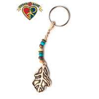 Catch Me If You Can Leaf Hand Carved Bone Pendant On Hemp Keychain