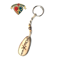 Coexist Hand Carved Bone Pendant On Hemp Keychain