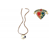 Crescent Moon Carved Bone Pendant With Lapis Stone Necklace