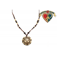LIVELY SUN CARVED BONE PENDANT NECKLACE