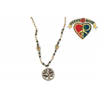BIRDS ON BRANCHES CARVED BONE PENDANT NECKLACE