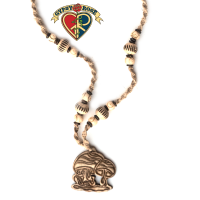 Double Your Pleasure Mushrooms Hand Carved Bone Pendant On Hemp Necklace