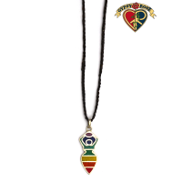 Seven Chakra Earth Goddess Stone Powder Inlay And Metal Pendant On Braided Cord Necklace