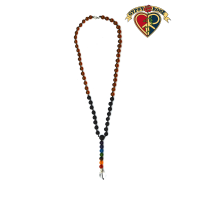 Chakra Gemstone And Quartz Crystal Pendant On Lava Bead And Glass Necklace