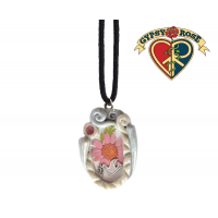 Clay Daisy and Bird Necklace