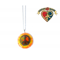 Round Glass Peace Sign Necklace