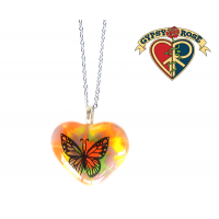 Heart Shape Glass Pendant With Butterfly Necklace