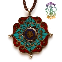 INNER OM MANDALA WITH GEMSTONES PENDANT NECKLACE