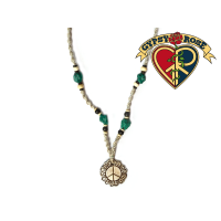 Flower Child Hand Carved Bone Peace Flower Pendant On Hemp Necklace