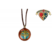 My Eyes Adored You Metal Buddha Eye with Stone Inlays On Braided Cord Necklace