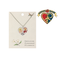 Silvertone Heart with Dried Flowers Necklace