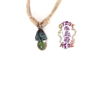 HEMP FIMO GLASS MUSHROOM NECKLACE