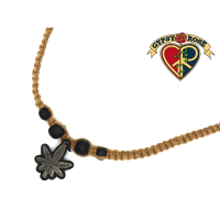 Hemp Rope Bead Double Pot Leaf Necklace