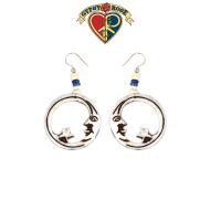 Starry Night Moon Hand Carved Bone Earrings