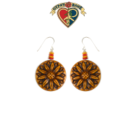Sunflower Hand Carved Bone Earrings