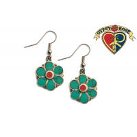Daisy Gemstone Inlay And Metal Earrings