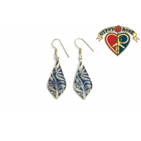 Teardrop Plant Crushed Gemstone Inlay Metal Earrings