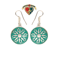 Stardust Sun Stone Powder Inlay Metal Earrings